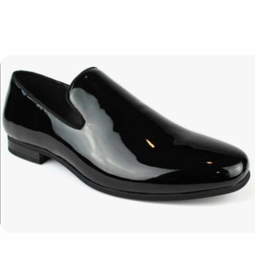 BP BLACK PATENT FAUX LEATHER LOAFERS MENS SIZE 7.5 NWOB